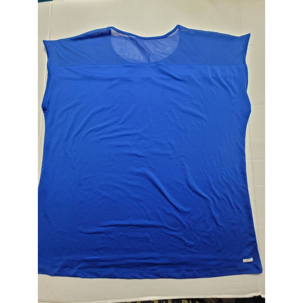 Danskin Womans Blue Fire Performance Athletic Top Shirt Size XLarge